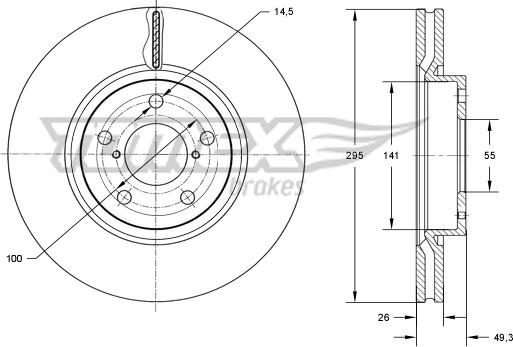 TOMEX brakes TX 73-25 - Bremžu diski autodraugiem.lv