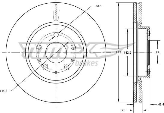 TOMEX brakes TX 73-22 - Bremžu diski autodraugiem.lv