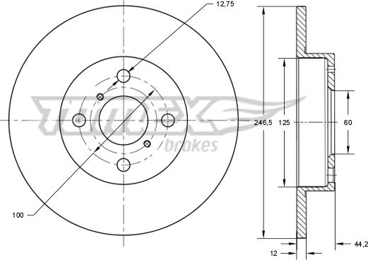 TOMEX brakes TX 72-29 - Bremžu diski autodraugiem.lv