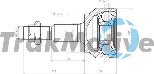 TrakMotive 40-0835 - Šarnīru komplekts, Piedziņas vārpsta autodraugiem.lv