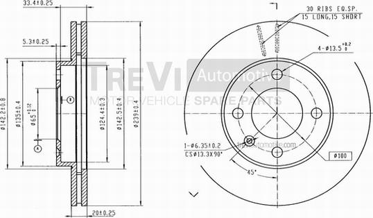 Trevi Automotive BD1092 - Bremžu diski autodraugiem.lv