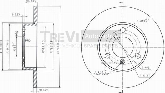 Trevi Automotive BD1043 - Bremžu diski autodraugiem.lv