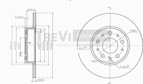 Trevi Automotive BD1085 - Bremžu diski autodraugiem.lv