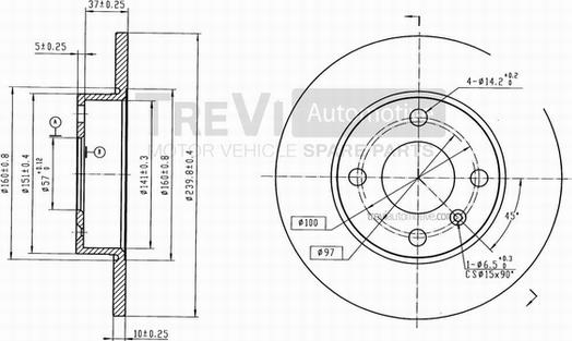 Trevi Automotive BD1034 - Bremžu diski autodraugiem.lv