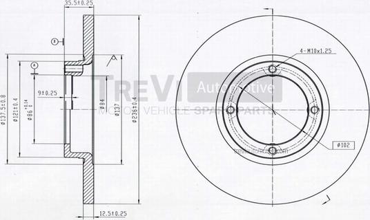 Trevi Automotive BD1036 - Bremžu diski autodraugiem.lv