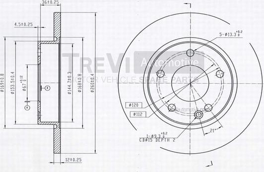 Trevi Automotive BD1033 - Bremžu diski autodraugiem.lv