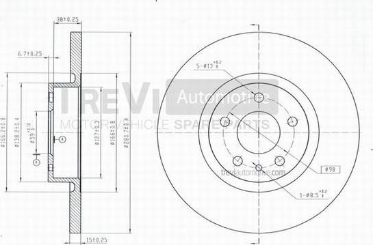 Trevi Automotive BD1032 - Bremžu diski autodraugiem.lv