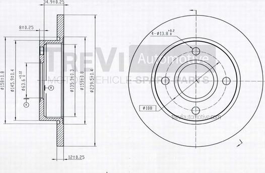 Trevi Automotive BD1025 - Bremžu diski autodraugiem.lv