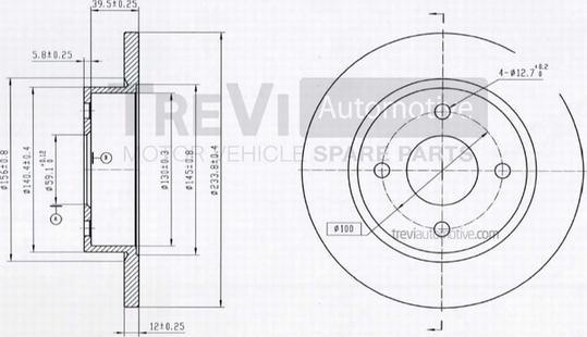 Trevi Automotive BD1021 - Bremžu diski autodraugiem.lv