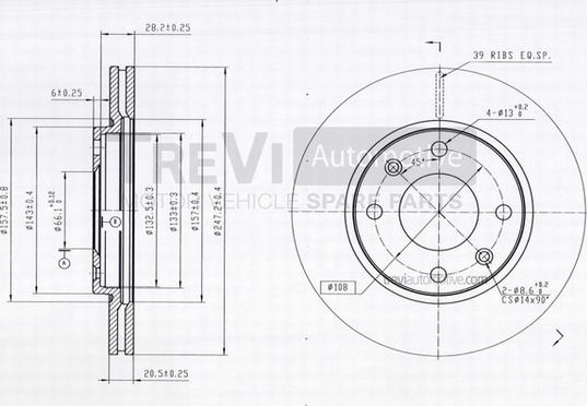 Trevi Automotive BD1195 - Bremžu diski autodraugiem.lv