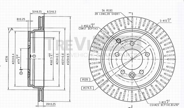 Trevi Automotive BD1155 - Bremžu diski autodraugiem.lv