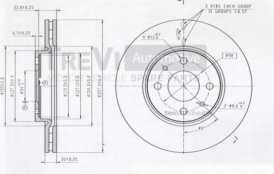 Trevi Automotive BD1104 - Bremžu diski autodraugiem.lv