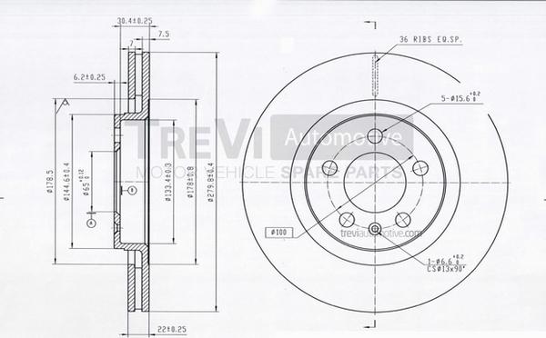 Trevi Automotive BD1117 - Bremžu diski autodraugiem.lv