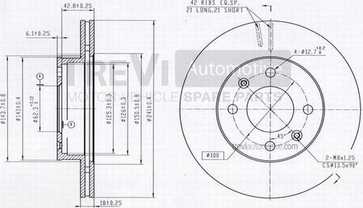 Trevi Automotive BD1186 - Bremžu diski autodraugiem.lv