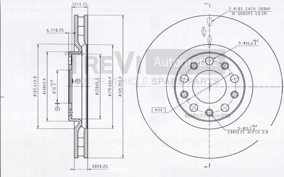 Trevi Automotive BD1176 - Bremžu diski autodraugiem.lv