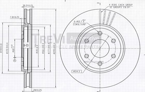 Trevi Automotive BD1256 - Bremžu diski autodraugiem.lv