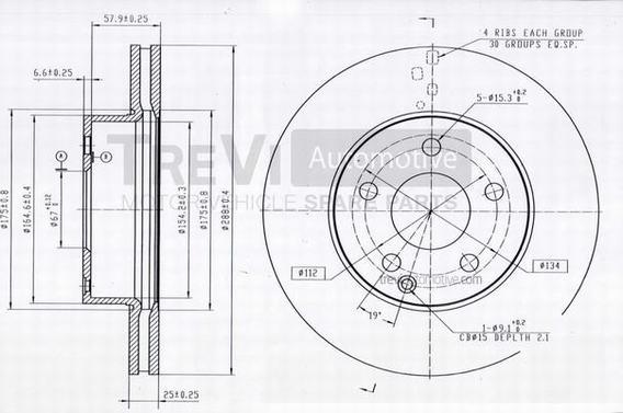 Trevi Automotive BD1238 - Bremžu diski autodraugiem.lv