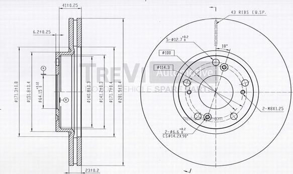 Trevi Automotive BD1227 - Bremžu diski autodraugiem.lv