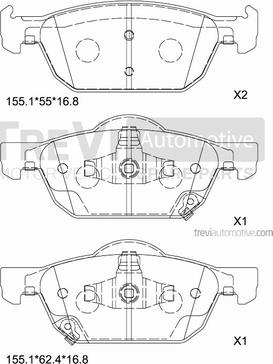 Trevi Automotive PF1444 - Bremžu uzliku kompl., Disku bremzes autodraugiem.lv