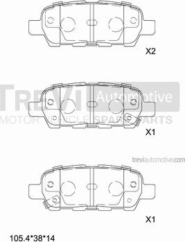 Trevi Automotive PF1454 - Bremžu uzliku kompl., Disku bremzes autodraugiem.lv