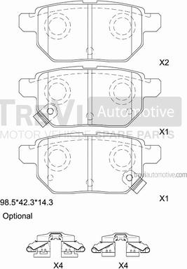 Trevi Automotive PF1458 - Bremžu uzliku kompl., Disku bremzes autodraugiem.lv