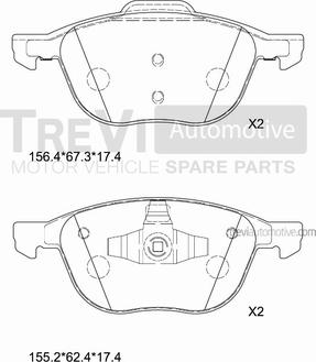 Trevi Automotive PF1452 - Bremžu uzliku kompl., Disku bremzes autodraugiem.lv