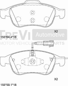 Trevi Automotive PF1457 - Bremžu uzliku kompl., Disku bremzes autodraugiem.lv