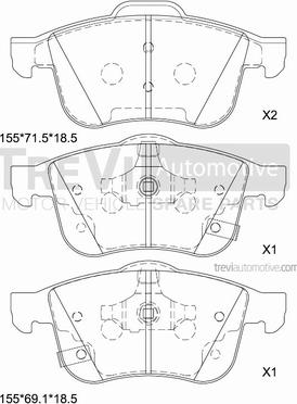 Trevi Automotive PF1460 - Bremžu uzliku kompl., Disku bremzes autodraugiem.lv