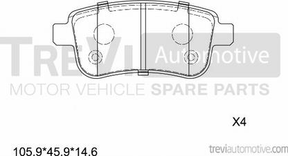 Trevi Automotive PF1405 - Bremžu uzliku kompl., Disku bremzes autodraugiem.lv