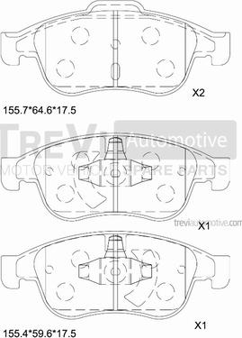 Trevi Automotive PF1403 - Bremžu uzliku kompl., Disku bremzes autodraugiem.lv