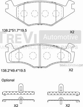 Trevi Automotive PF1411 - Bremžu uzliku kompl., Disku bremzes autodraugiem.lv