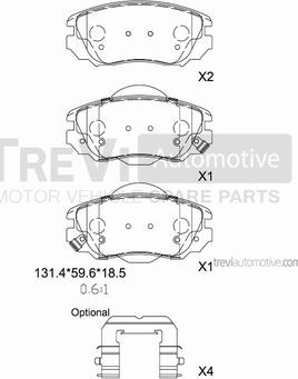 Trevi Automotive PF1418 - Bremžu uzliku kompl., Disku bremzes autodraugiem.lv