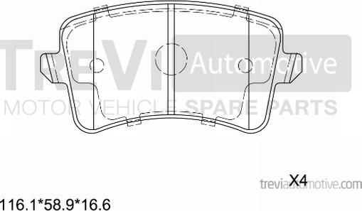 Trevi Automotive PF1412 - Bremžu uzliku kompl., Disku bremzes autodraugiem.lv