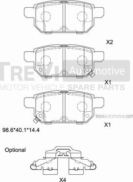 Trevi Automotive PF1486 - Bremžu uzliku kompl., Disku bremzes autodraugiem.lv