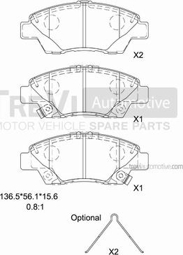 Trevi Automotive PF1480 - Bremžu uzliku kompl., Disku bremzes autodraugiem.lv