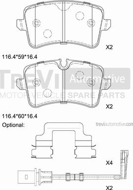 Trevi Automotive PF1481 - Bremžu uzliku kompl., Disku bremzes autodraugiem.lv