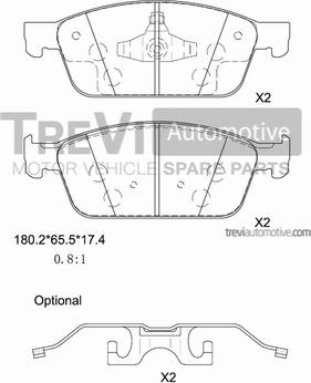 Trevi Automotive PF1482 - Bremžu uzliku kompl., Disku bremzes autodraugiem.lv