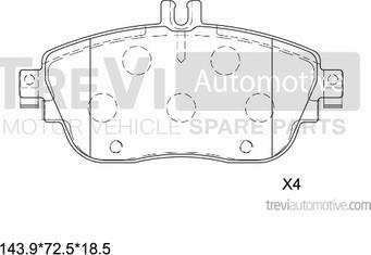 Trevi Automotive PF1435 - Bremžu uzliku kompl., Disku bremzes autodraugiem.lv