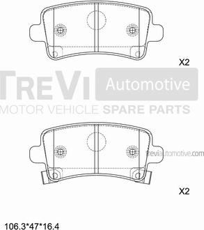 Trevi Automotive PF1438 - Bremžu uzliku kompl., Disku bremzes autodraugiem.lv