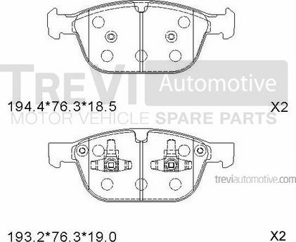 Trevi Automotive PF1433 - Bremžu uzliku kompl., Disku bremzes autodraugiem.lv