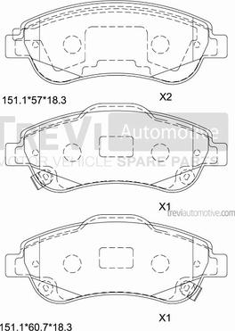 Trevi Automotive PF1427 - Bremžu uzliku kompl., Disku bremzes autodraugiem.lv