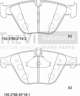 Trevi Automotive PF1470 - Bremžu uzliku kompl., Disku bremzes autodraugiem.lv