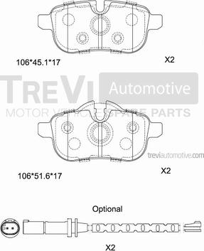 Trevi Automotive PF1478 - Bremžu uzliku kompl., Disku bremzes autodraugiem.lv