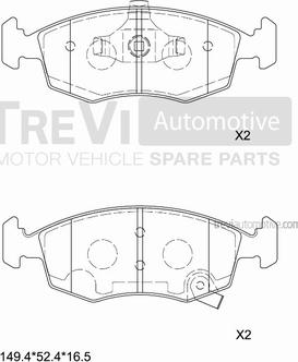 Trevi Automotive PF1477 - Bremžu uzliku kompl., Disku bremzes autodraugiem.lv