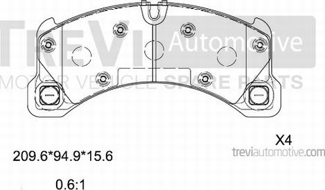 Trevi Automotive PF1518 - Bremžu uzliku kompl., Disku bremzes autodraugiem.lv