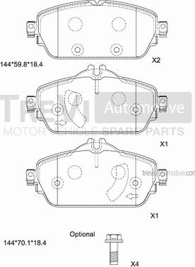 Trevi Automotive PF1534 - Bremžu uzliku kompl., Disku bremzes autodraugiem.lv