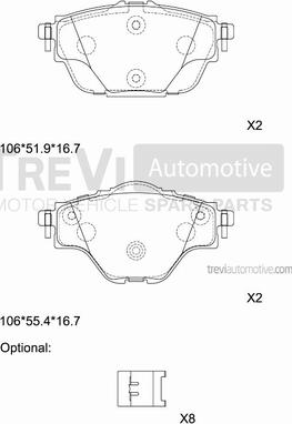 Trevi Automotive PF1522 - Bremžu uzliku kompl., Disku bremzes autodraugiem.lv