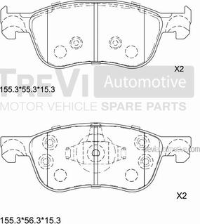 Trevi Automotive PF1527 - Bremžu uzliku kompl., Disku bremzes autodraugiem.lv