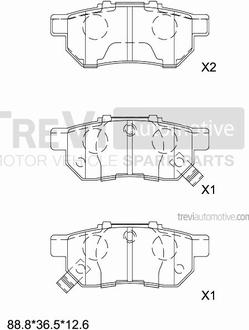 Trevi Automotive PF1579 - Bremžu uzliku kompl., Disku bremzes autodraugiem.lv