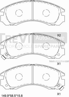 Trevi Automotive PF1575 - Bremžu uzliku kompl., Disku bremzes autodraugiem.lv